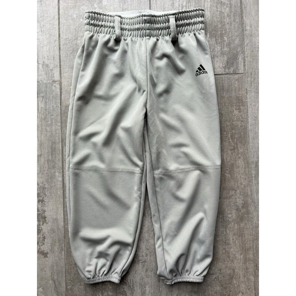 ADIDAS Aeroready Gray Baseball Softball Pant Tapered Belt Loops Pull On XS 7-8